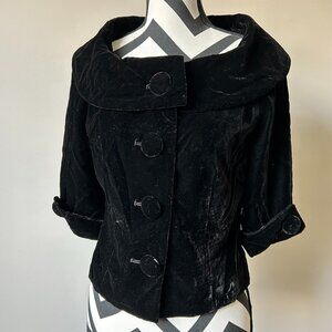 Black velvet three quarter (3/4) sleeve jacket